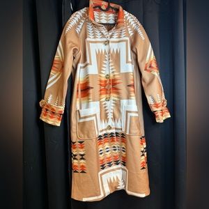 Unique Polyester Western print Trench coat